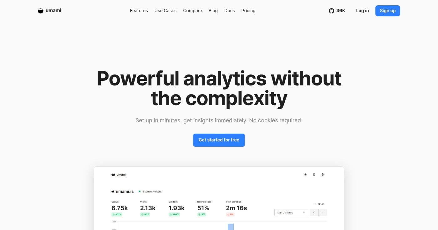 Umami analytics homepage