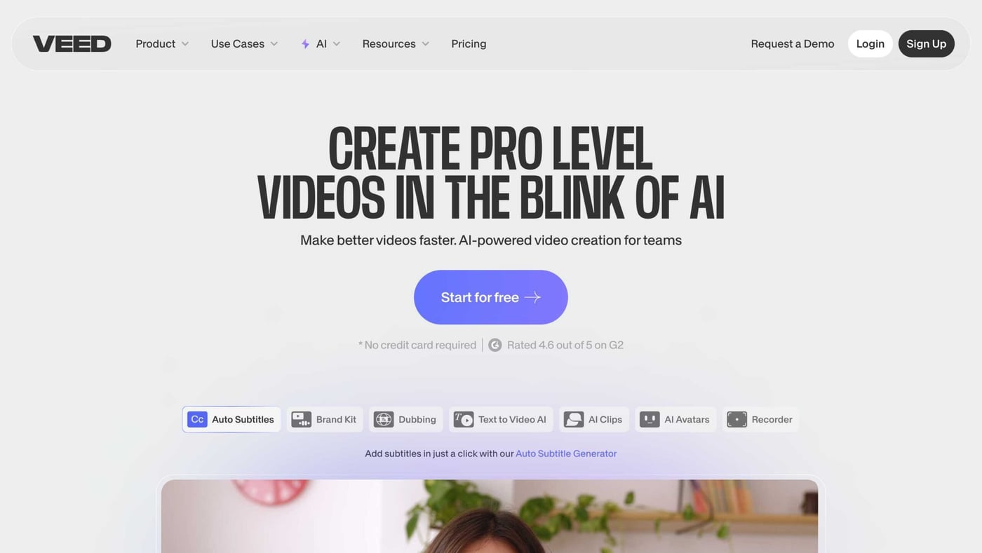 VEED.io comprehensive video editing platform with AI-powered features for rapid content creation