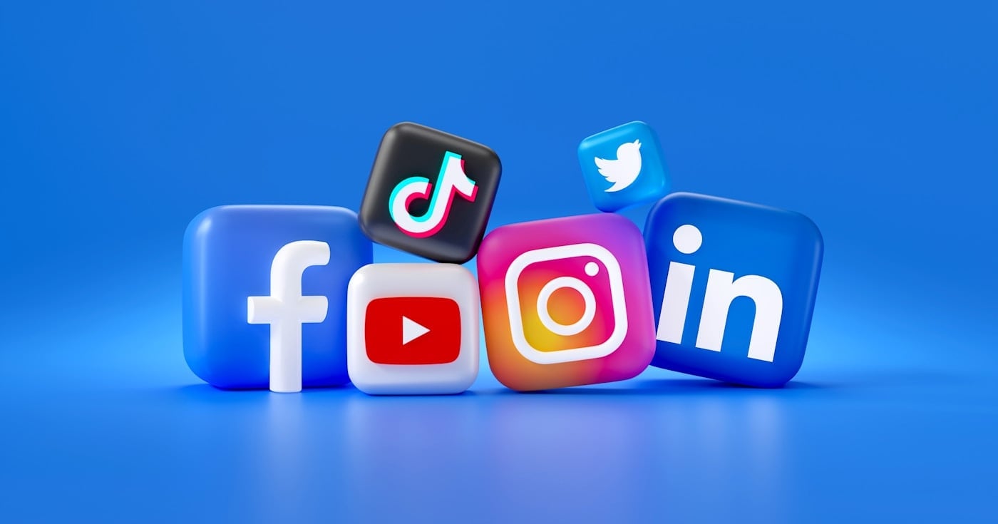 Social media platform logos representing visual content marketing