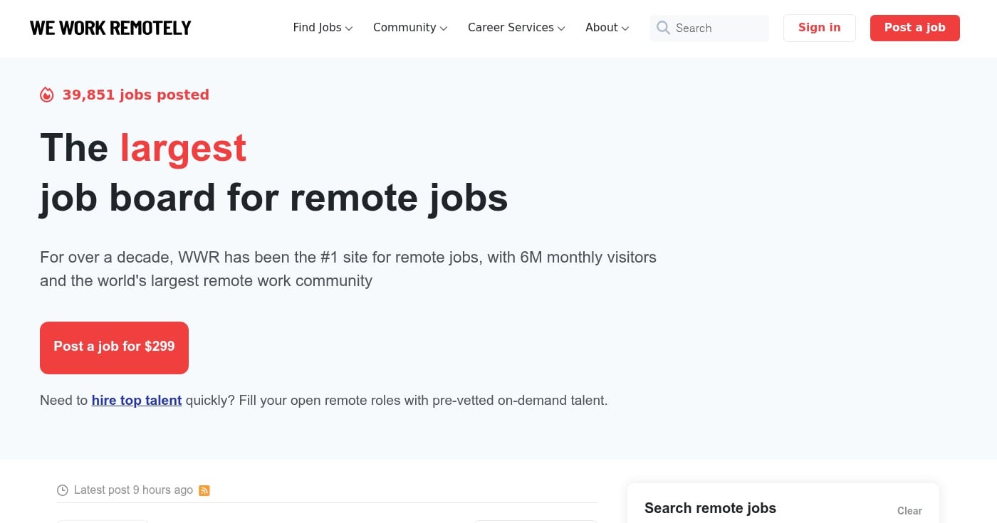 We Work Remotely marketing jobs
