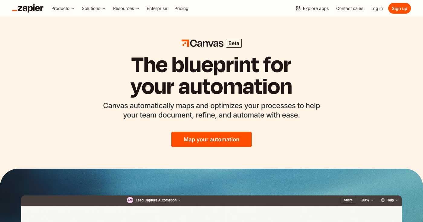 Zapier Canvas Homepage - Manual Diagramming Approach