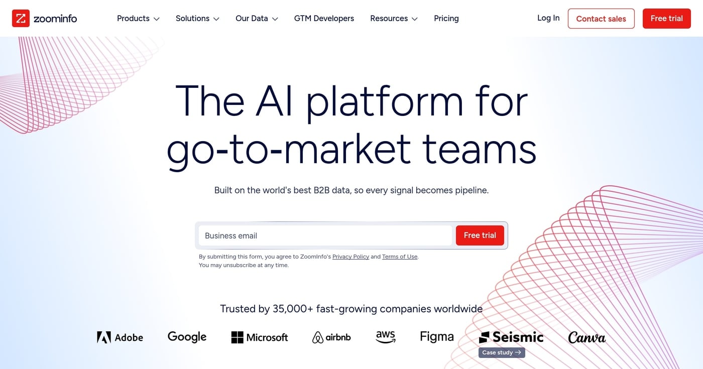 ZoomInfo homepage