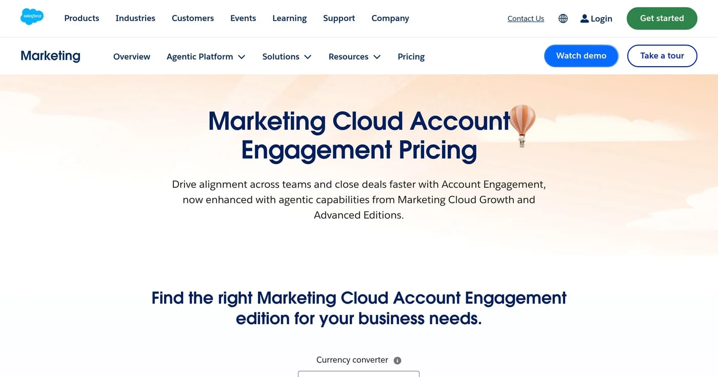 Salesforce Account Engagement pricing page