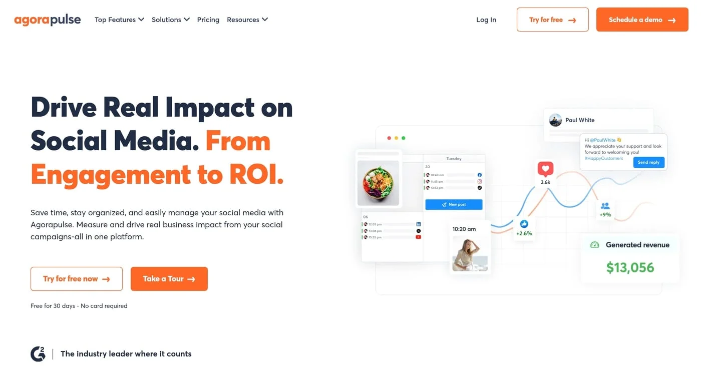 Agorapulse social media platform homepage
