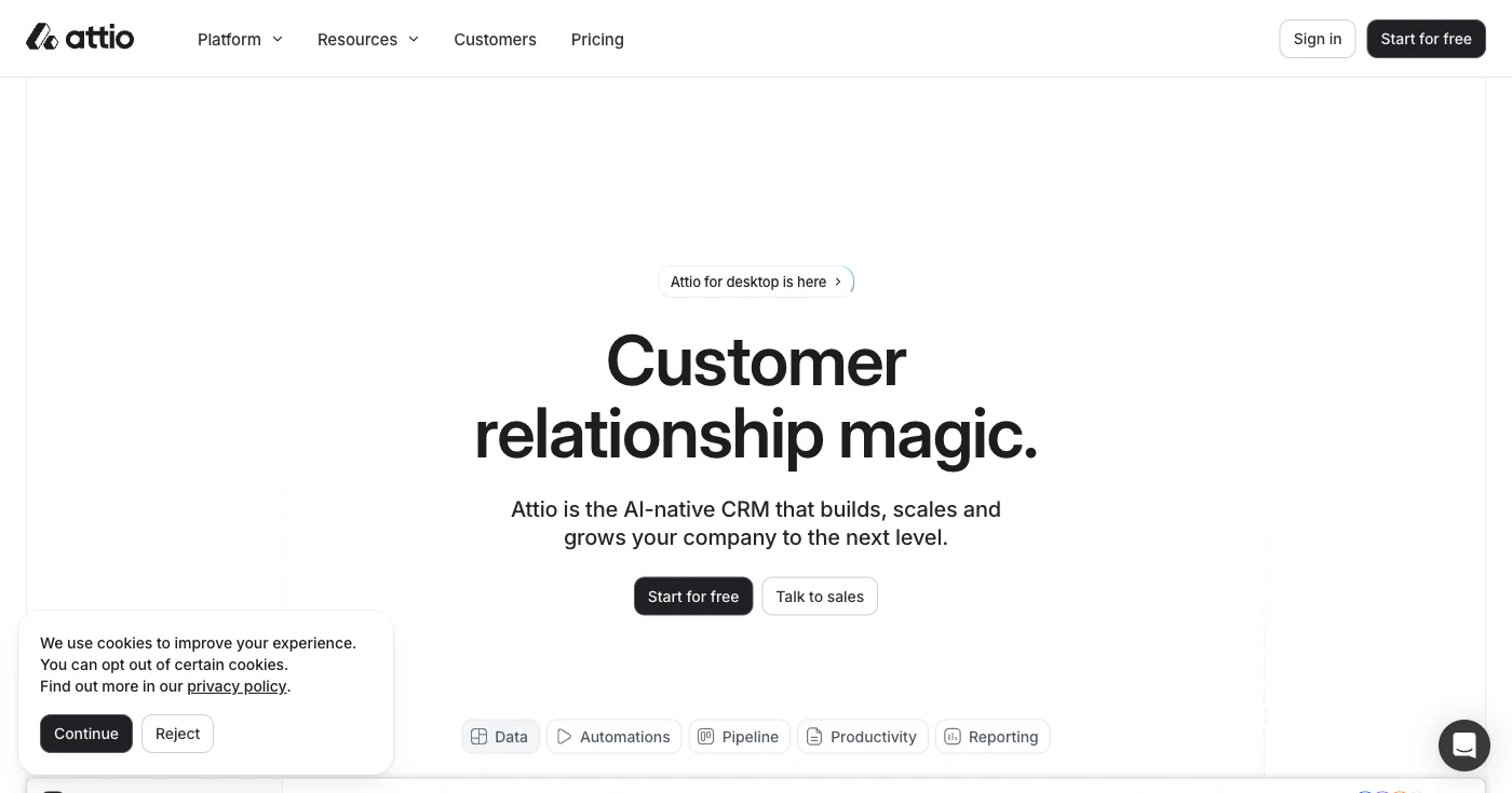 Attio modern CRM platform featuring AI-powered relationship mapping, data enrichment, and network analysis tools for startup founders