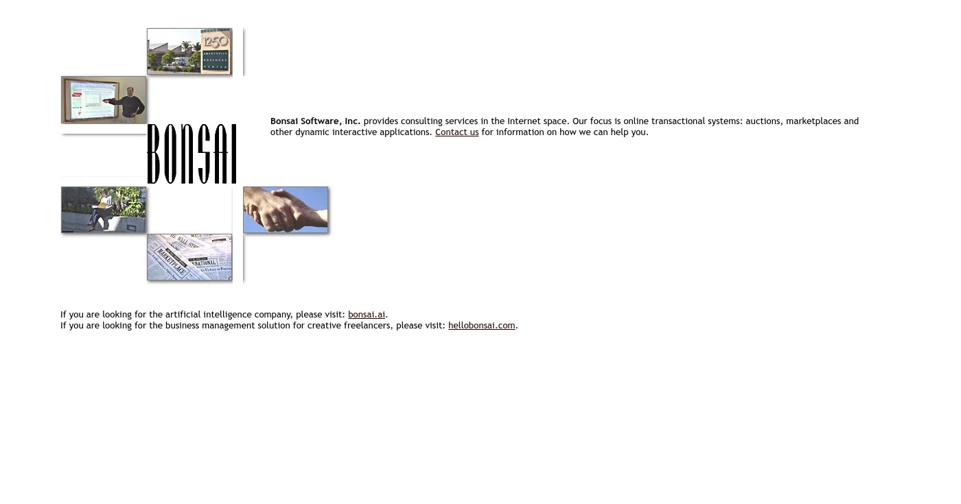 Screenshot of Bonsai Agency Software homepage