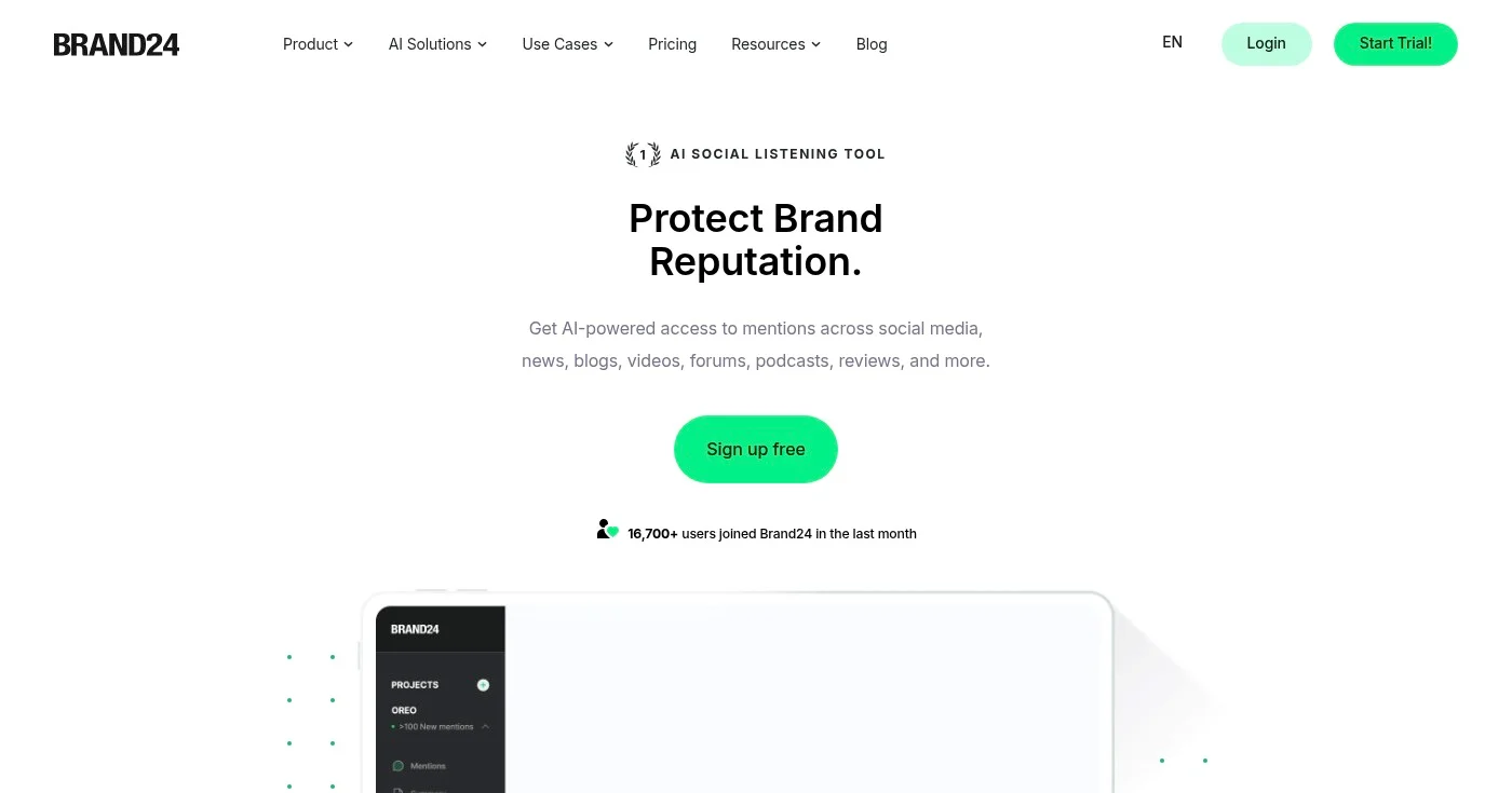 Brand24 social listening dashboard screenshot
