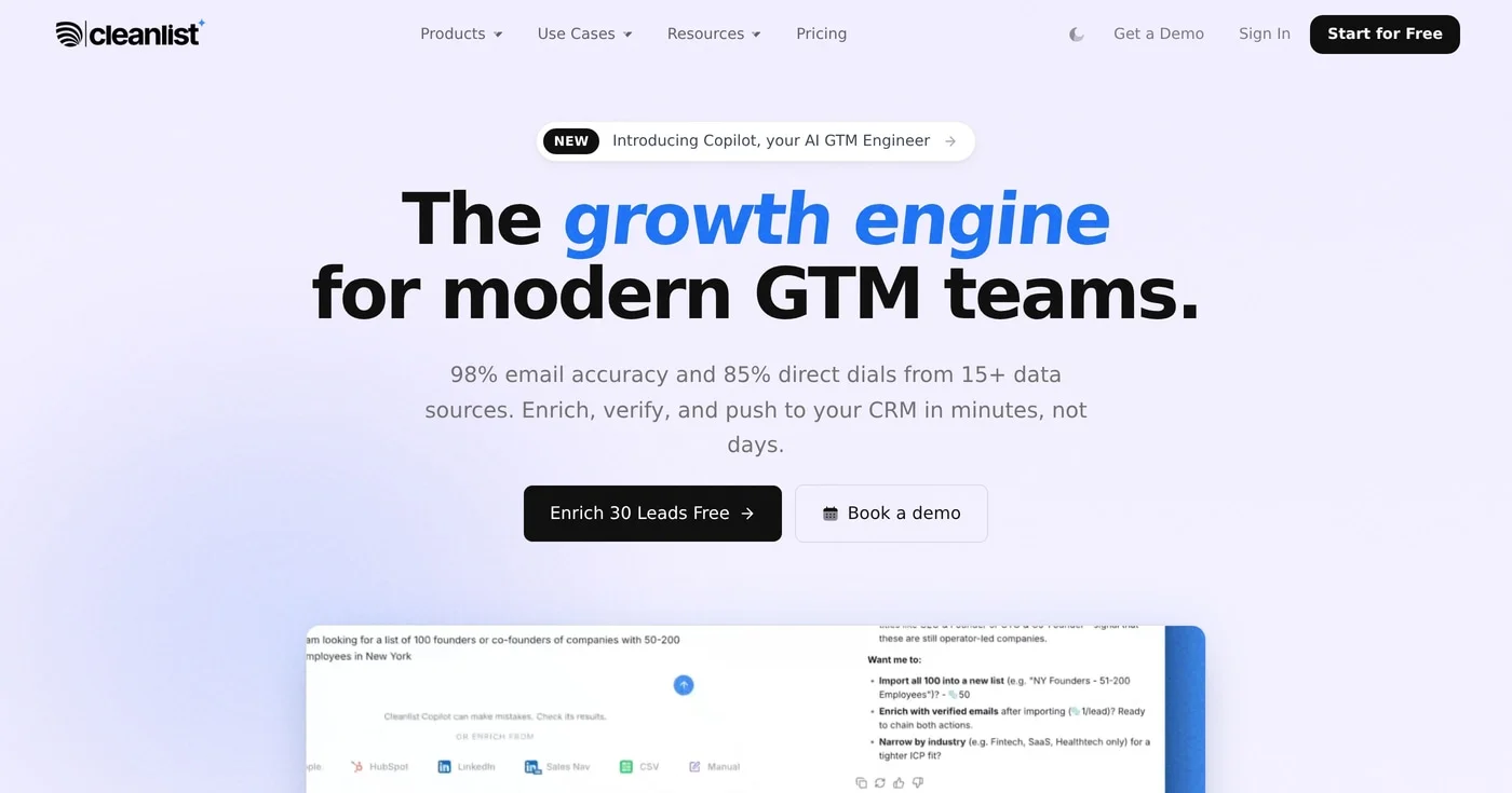 Cleanlist homepage