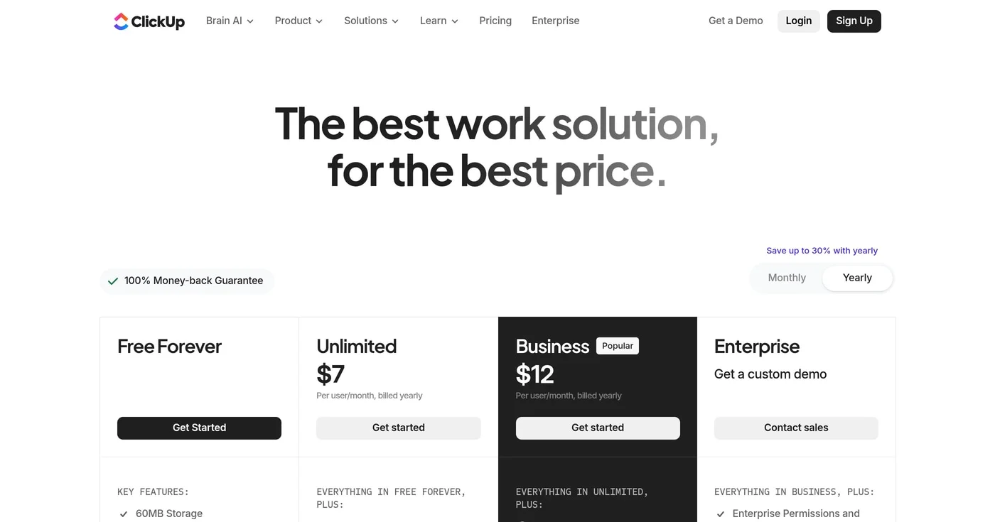 ClickUp CRM and project management screenshot