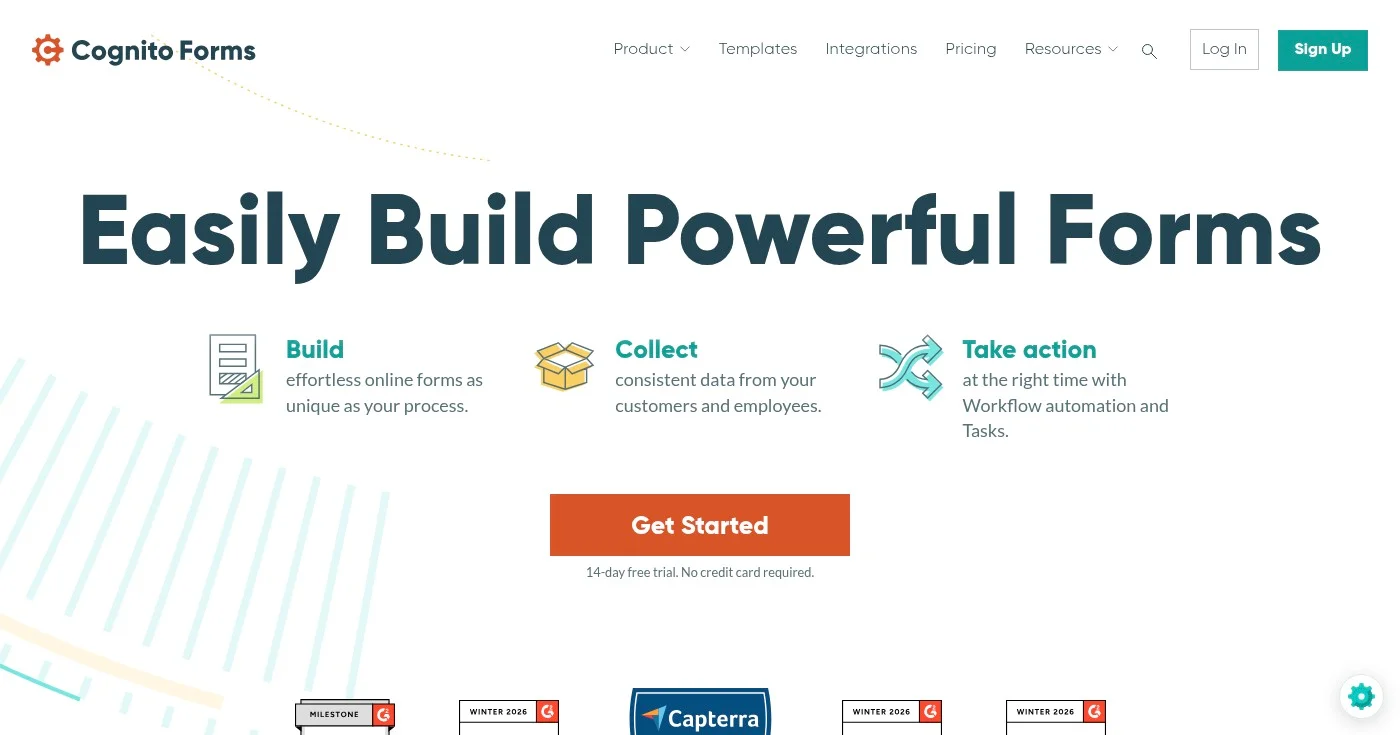 Cognito Forms homepage screenshot