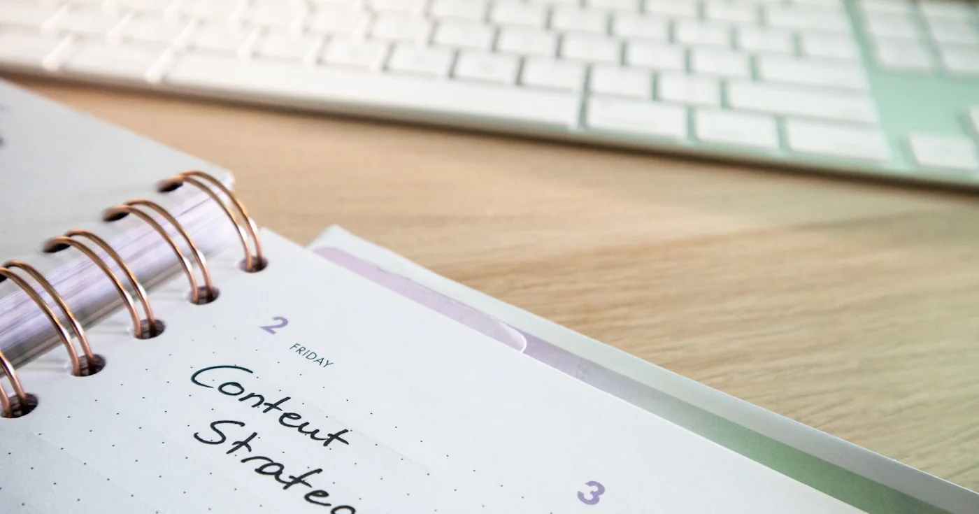 Content marketing strategy planner on desk