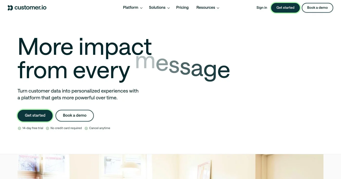 Customer.io homepage