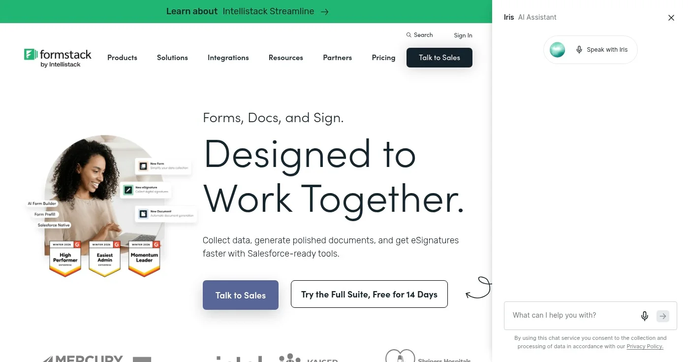 Formstack homepage screenshot