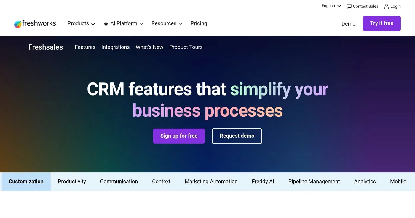 Freshsales CRM features