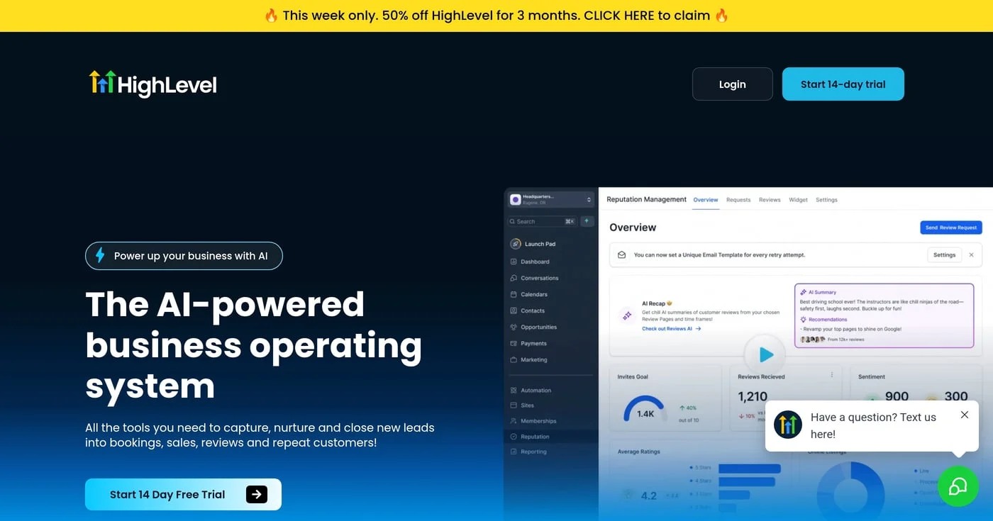 GoHighLevel homepage
