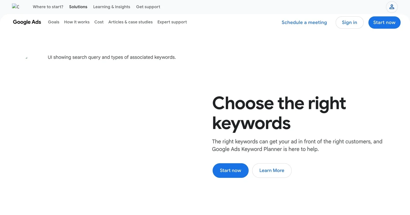 Google Ads Keyword Planner homepage