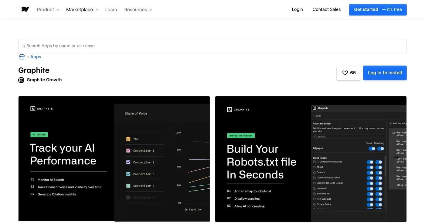 Graphite screenshot homepage