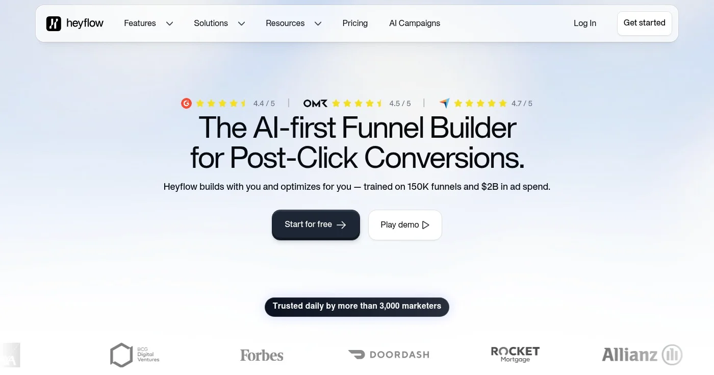 Heyflow homepage screenshot