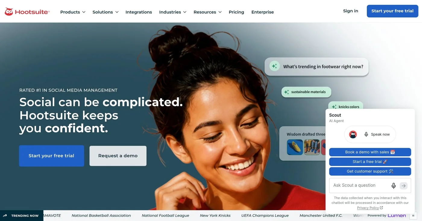 Hootsuite homepage