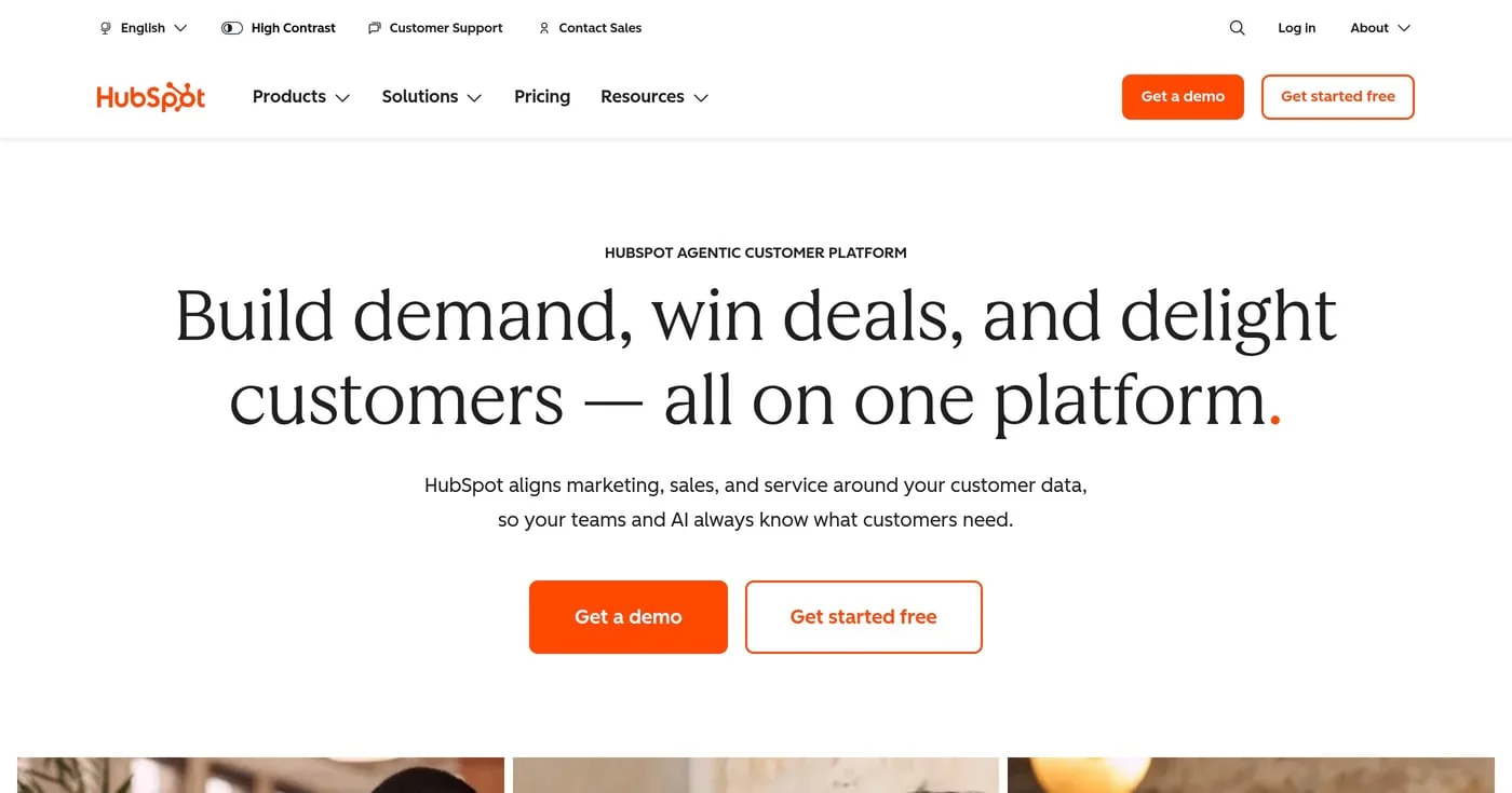 HubSpot homepage