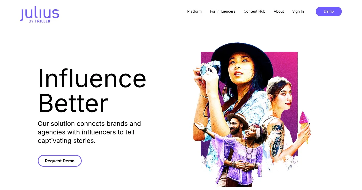 Screenshot of Julius homepage