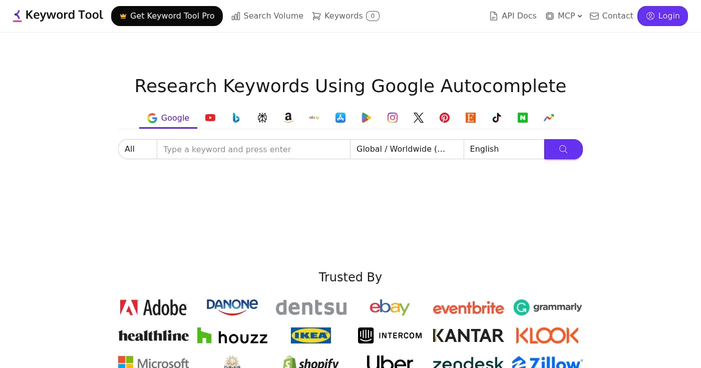 Keyword Tool IO long-tail keyword research tool homepage