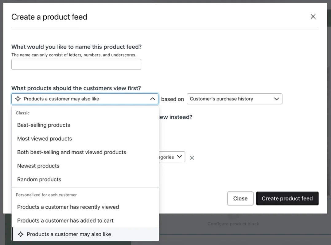 klaviyo create a product feed