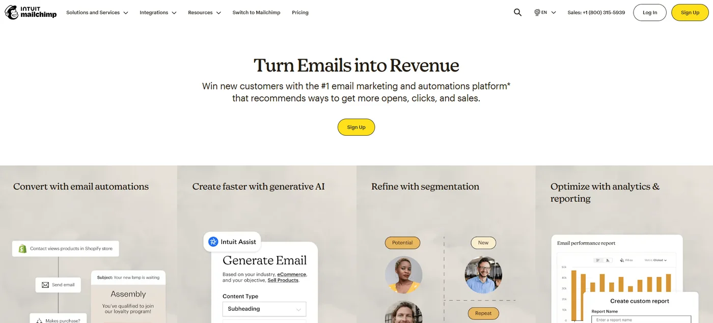 Mailchimp homepage