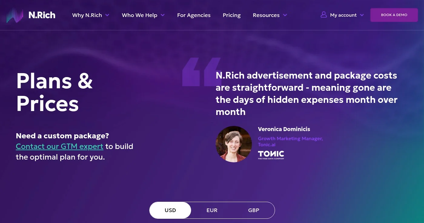 Screenshot of N.Rich homepage