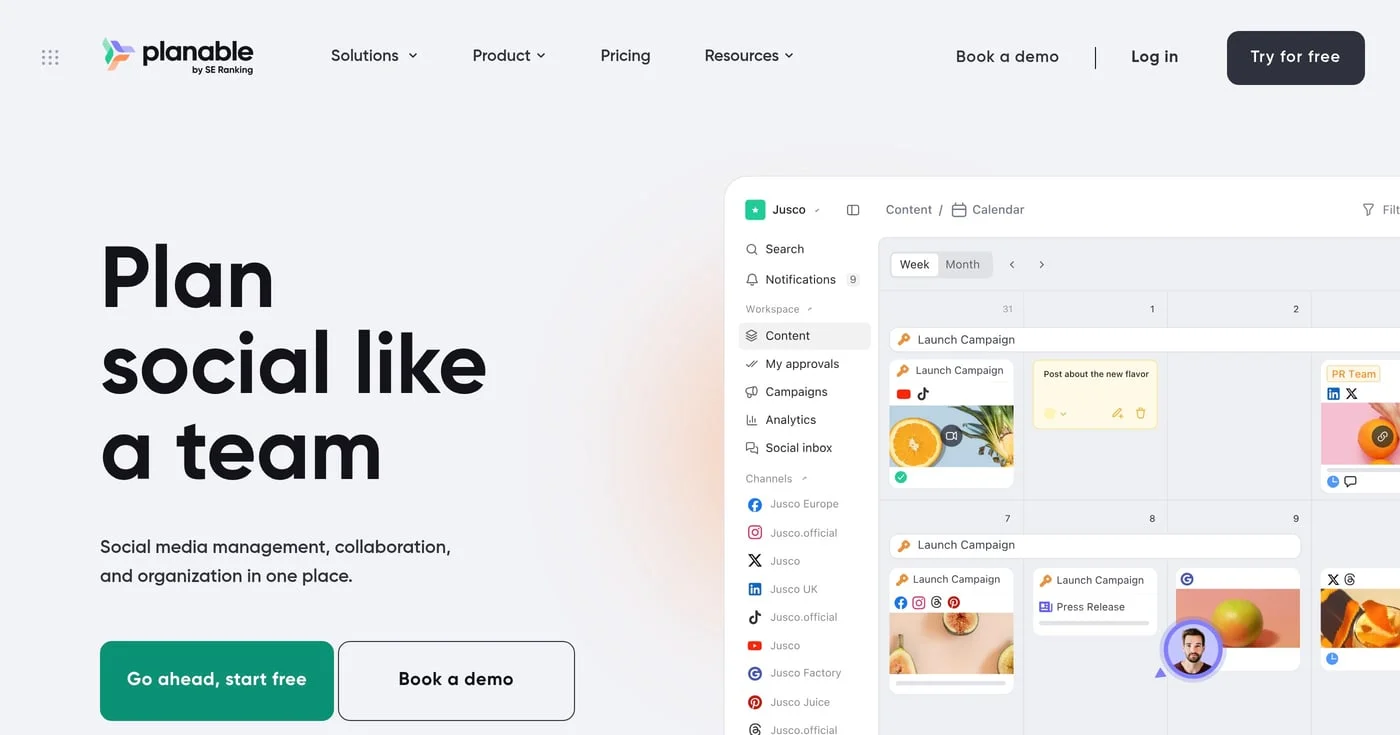 Planable homepage