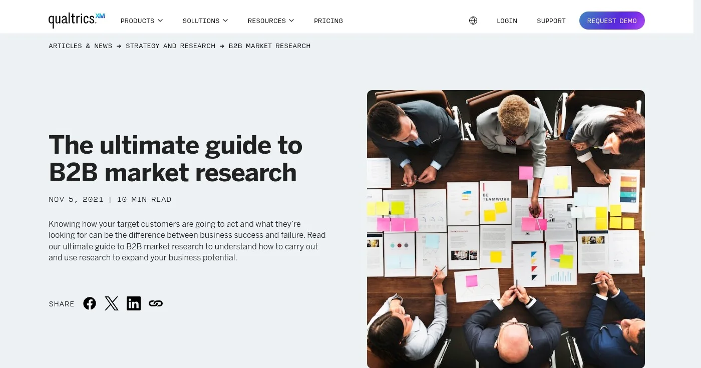 Screenshot of Qualtrics homepage