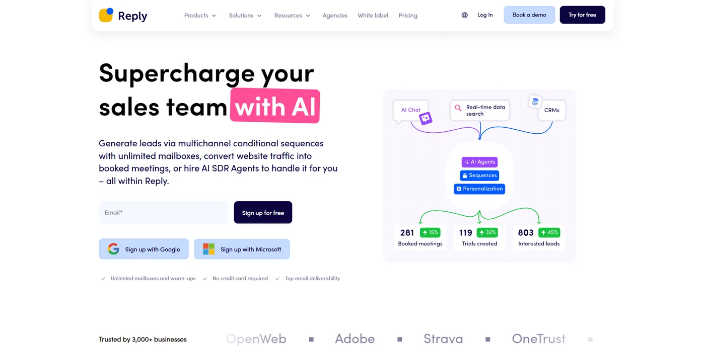 Reply.io homepage