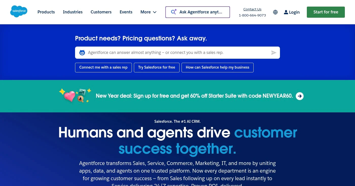Screenshot of Salesforce homepage