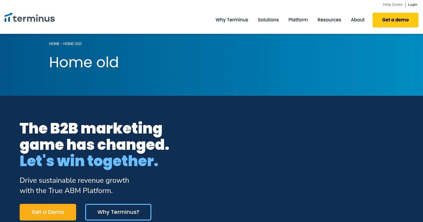 Screenshot of Terminus homepage