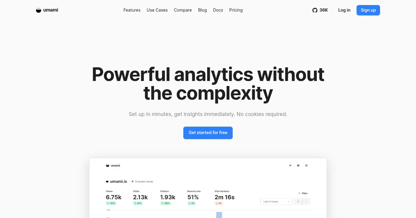 Umami analytics homepage