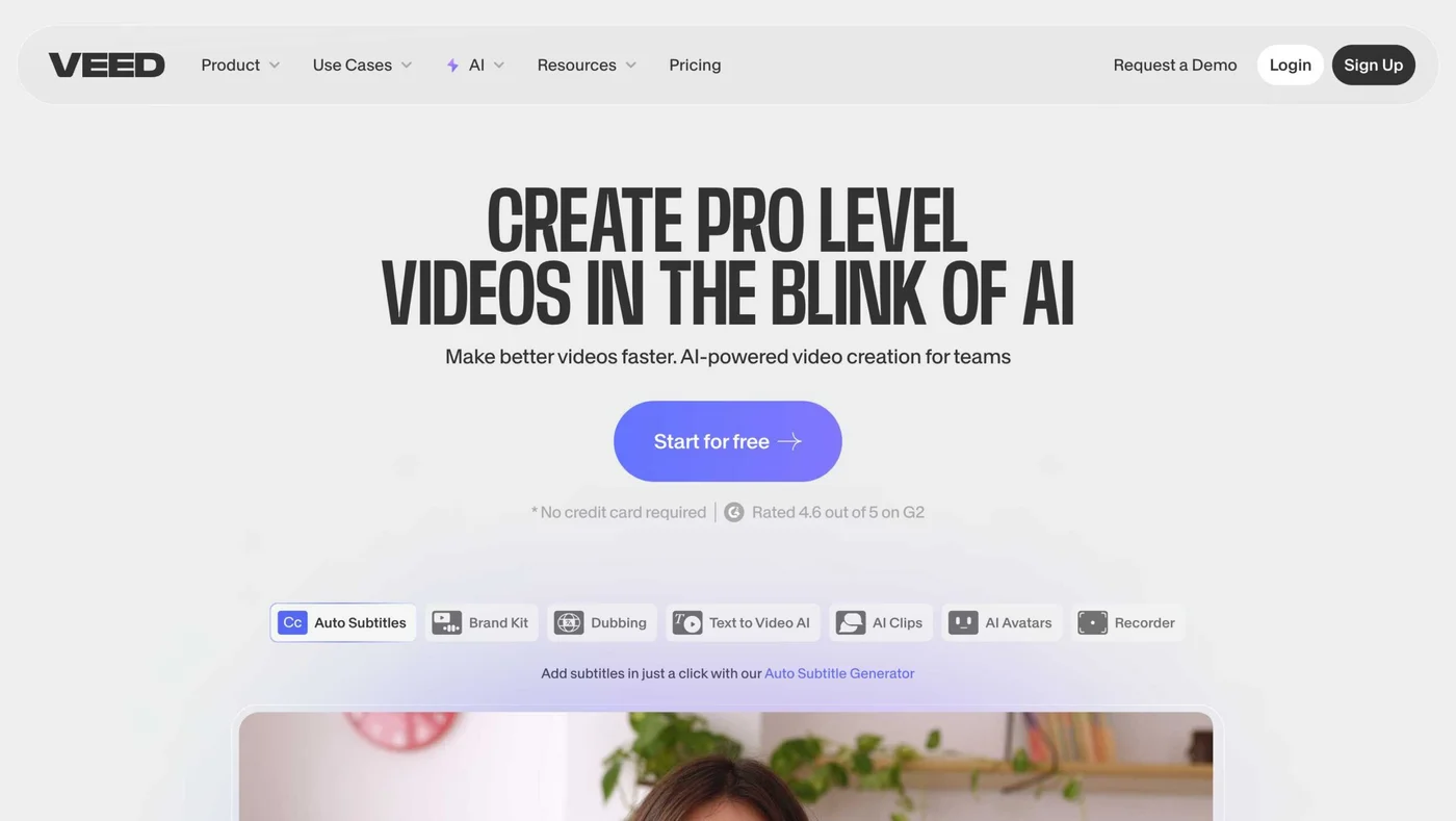 VEED.io comprehensive video editing platform with AI-powered features for rapid content creation