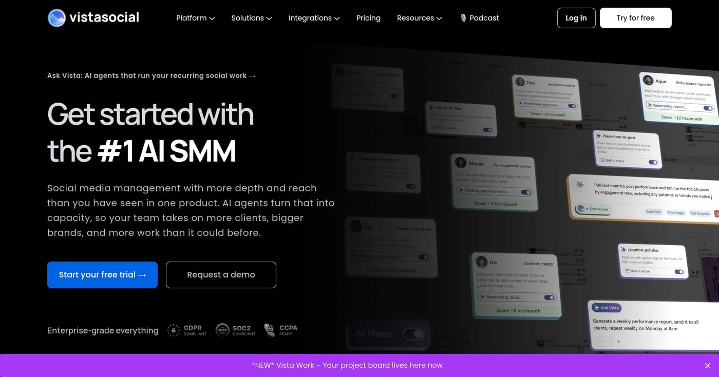 Vista Social homepage