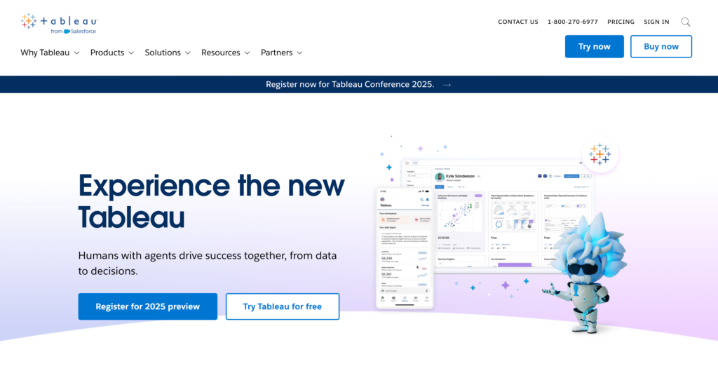 Tableau homepage, February 2025.